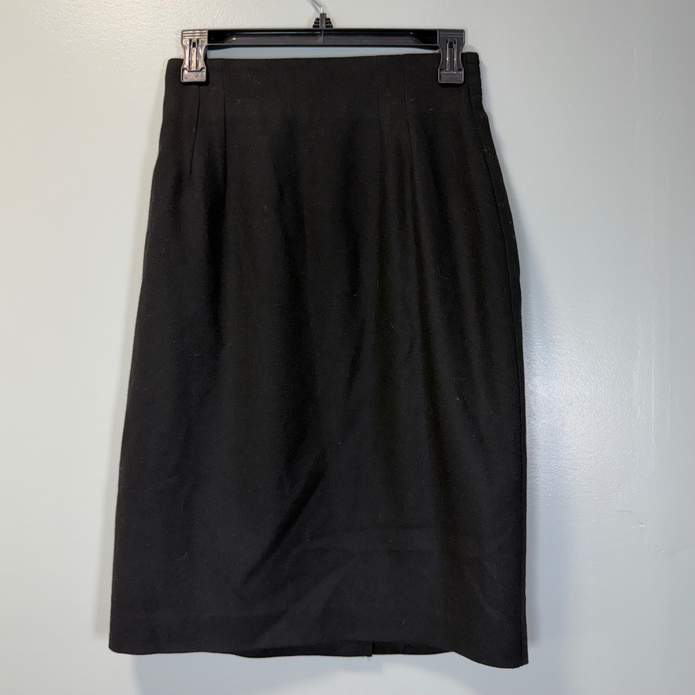 Norton McNaughton Black 100% Virgin Wool Pencil Skirt Womens 6 High Waist Office
